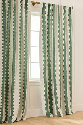 Tenda a Righe Dentellata in Jacquard di Cotone