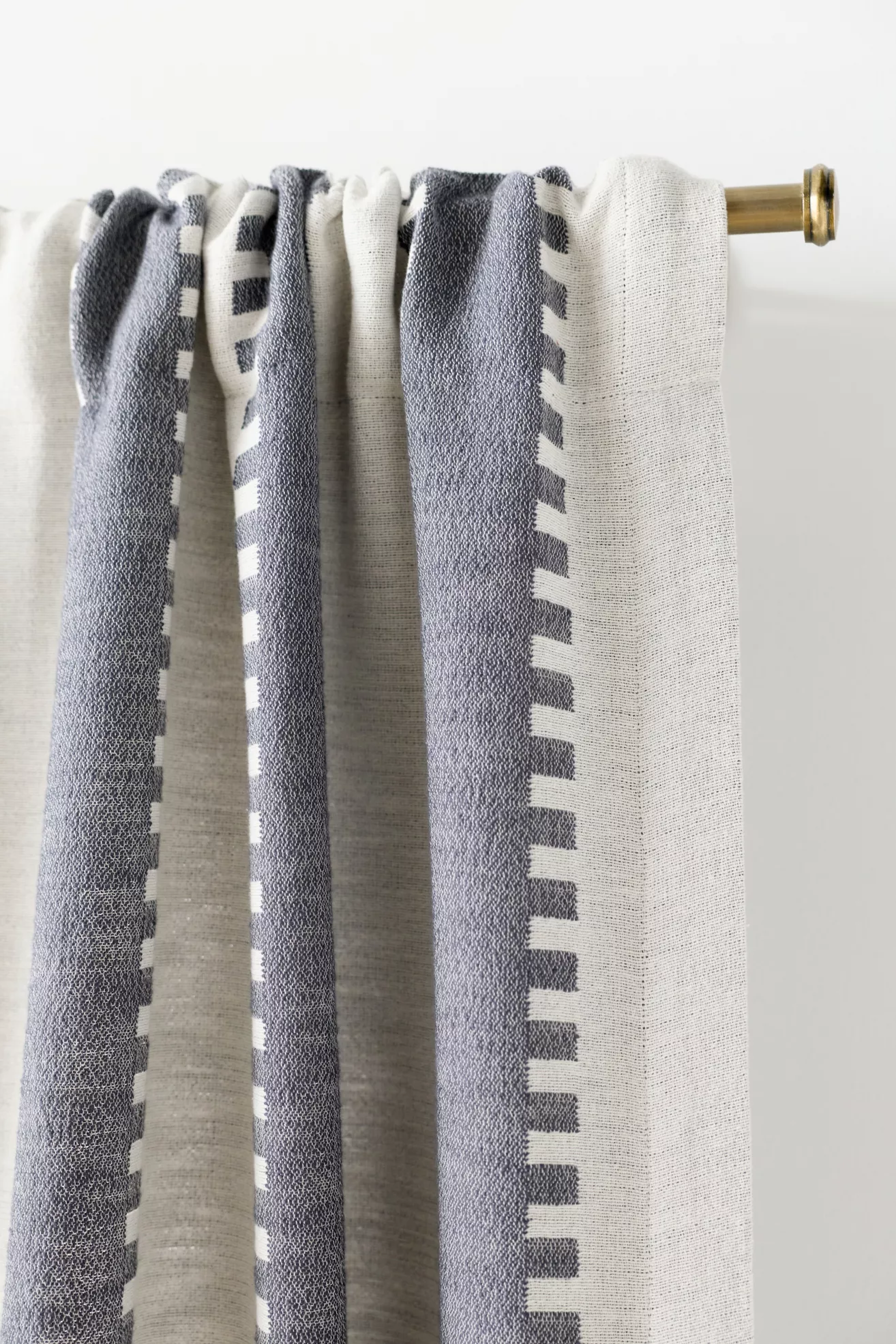 Cotton Jacquard Notched Striped Curtain - thumbnail 6