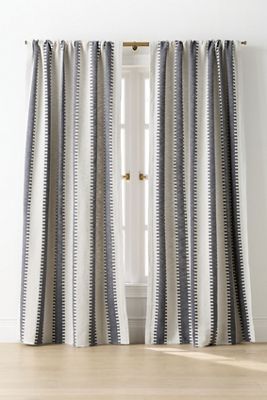 Cotton Jacquard Notched Striped Curtain