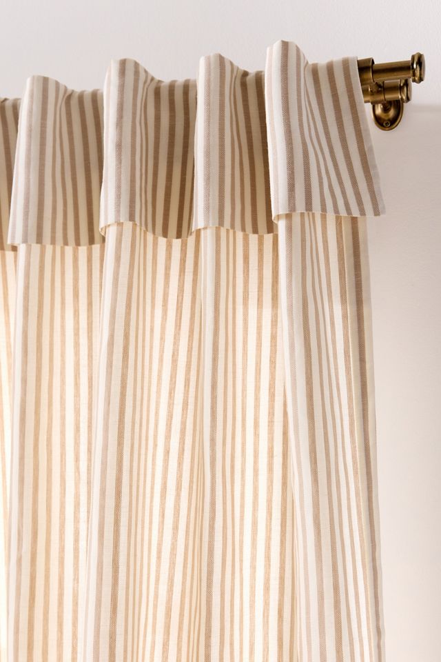 Elin Woven Cotton Linen Striped Valence Curtain #1