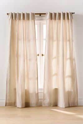 Elin Woven Cotton Linen Striped Valence Curtain