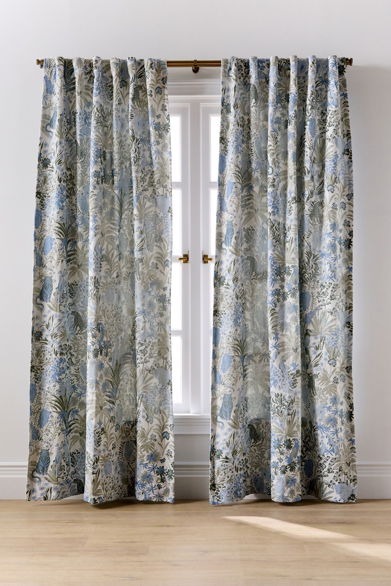 Kanela Woven Scenic Curtain - Blue Pattern, 63" X 50"