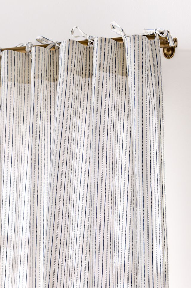 Karin Tie-Top Cotton Blend Striped Curtain #1