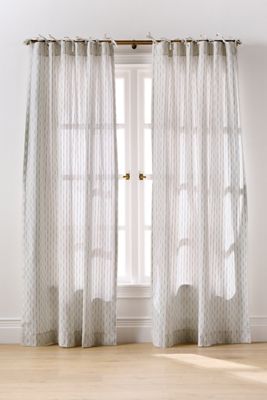 Karin Tie-Top Cotton Blend Striped Curtain