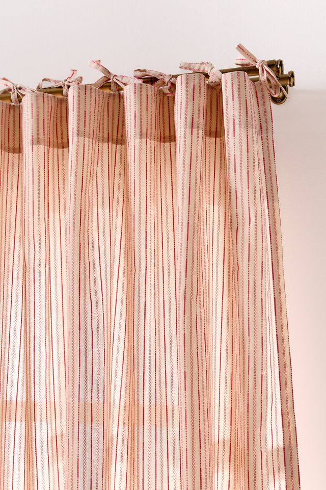 Karin Tie-Top Cotton Blend Striped Curtain #1