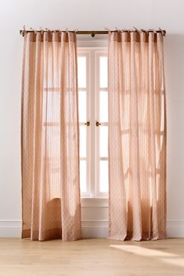 Karin Tie-Top Cotton Blend Striped Curtain