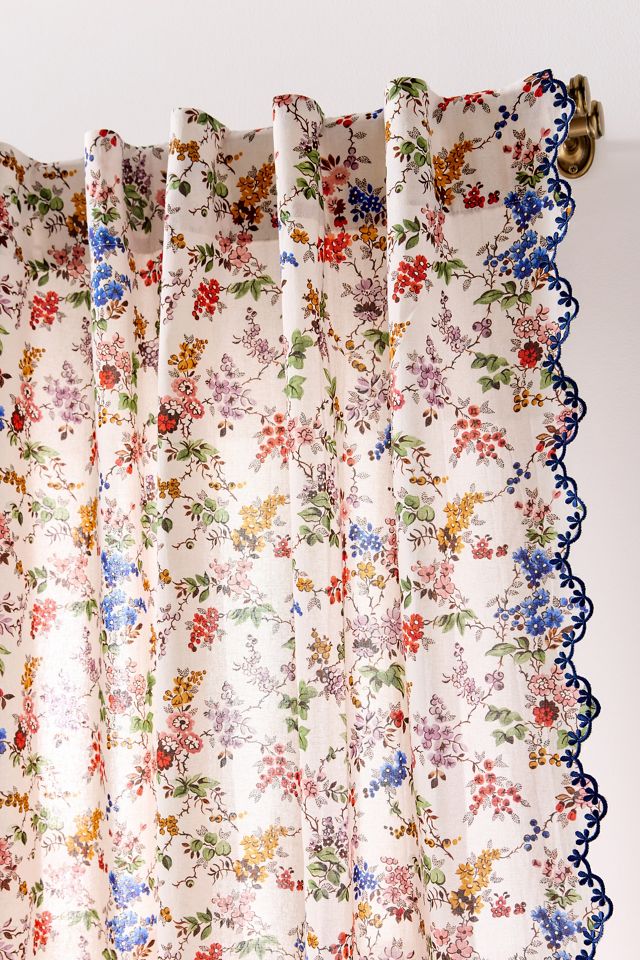 Alina Cotton Printed Floral Scalloped Curtain #1
