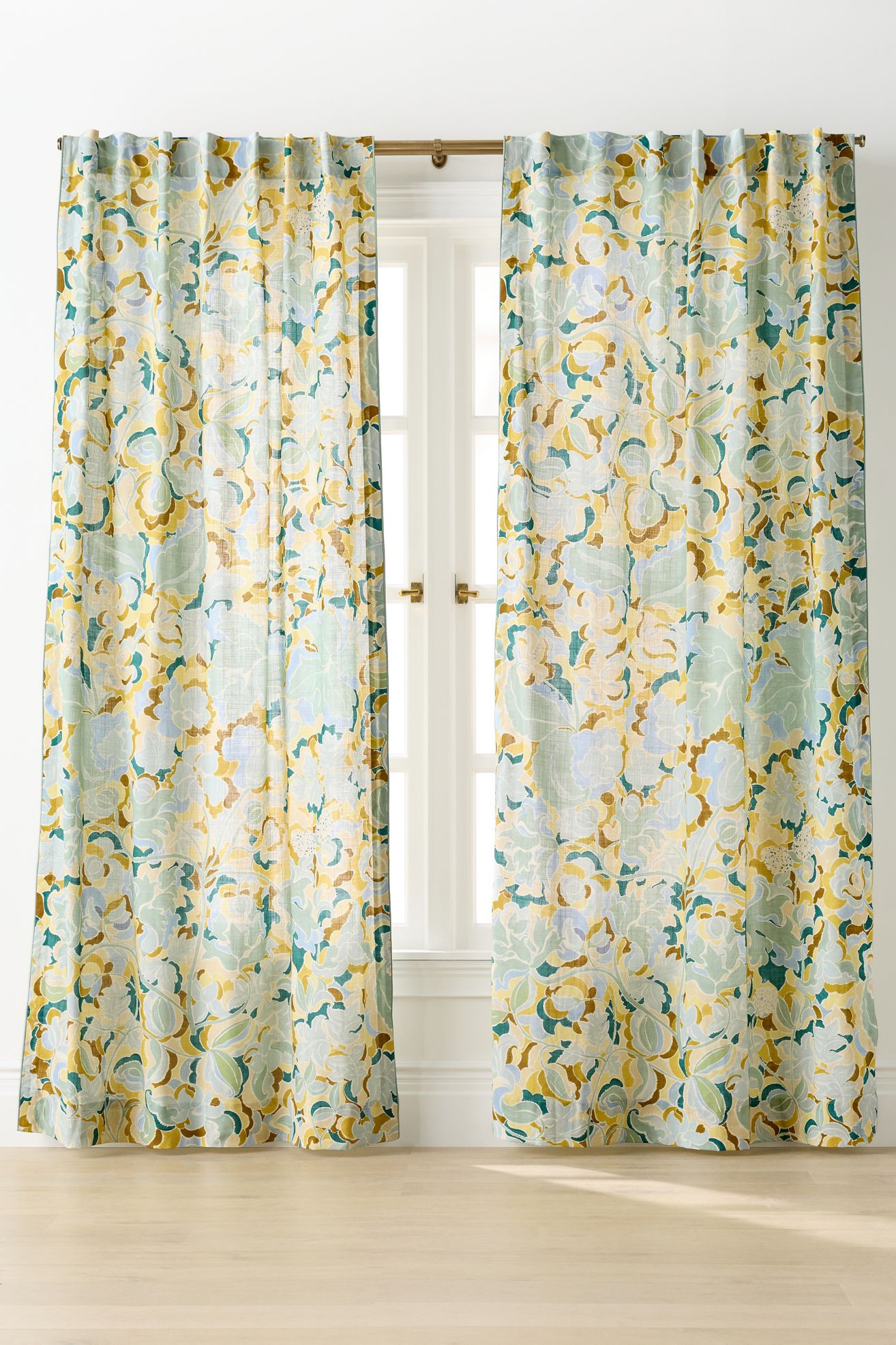 Claire de Quenetain Cotton Floral Printed Curtain - Multi, 63" X 50"