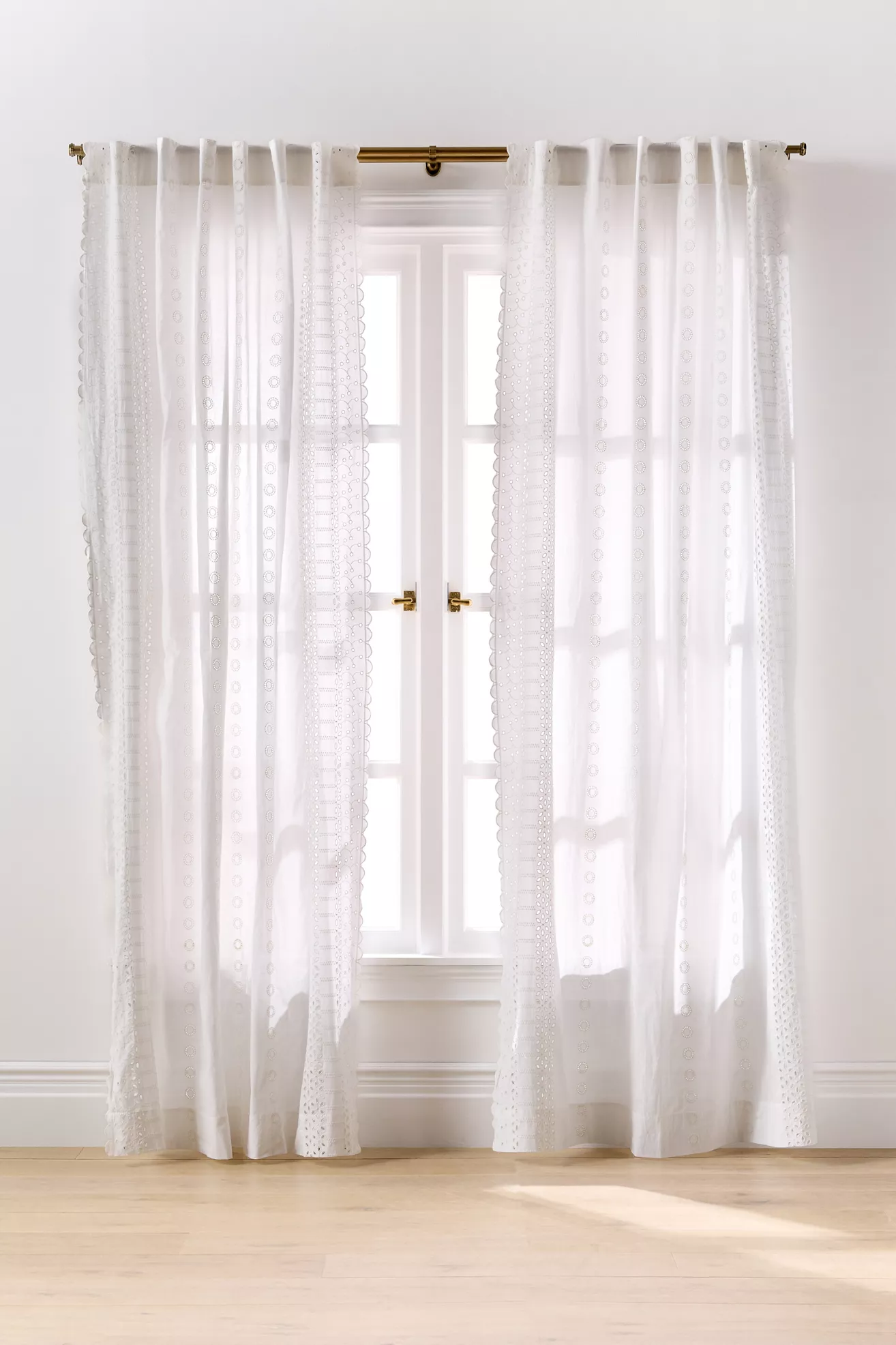 Sigrid Cotton Embroidered Sheer Scalloped Curtain