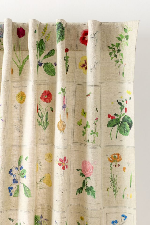 Botanical Cotton Linen Floral Curtain #1