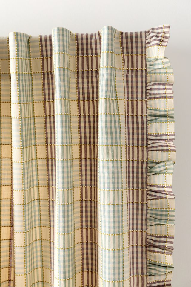 Tucker Plaid Ruffle Edge Cotton Curtain #1