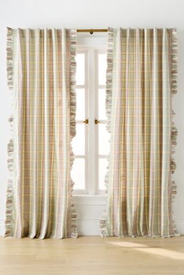 Tucker Plaid Ruffle Edge Cotton Curtain