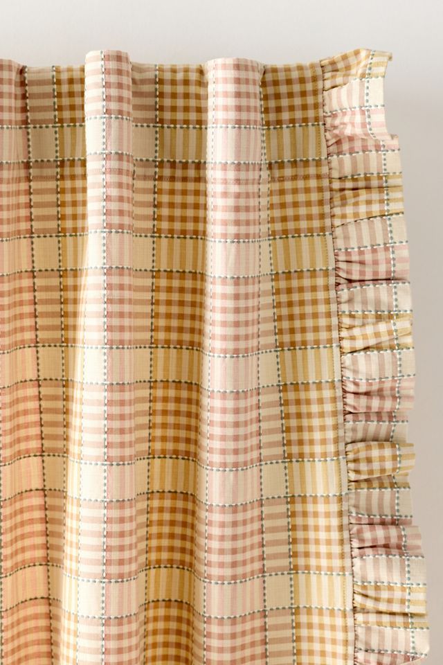 Tucker Plaid Ruffle Edge Cotton Curtain #1