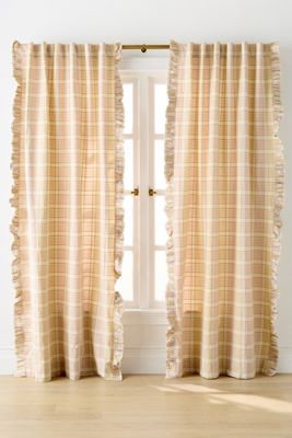 Tucker Plaid Ruffle Edge Cotton Curtain