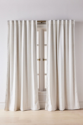 Anthropologie Rowen Woven Textured Ruched Piping Blackout Curtain