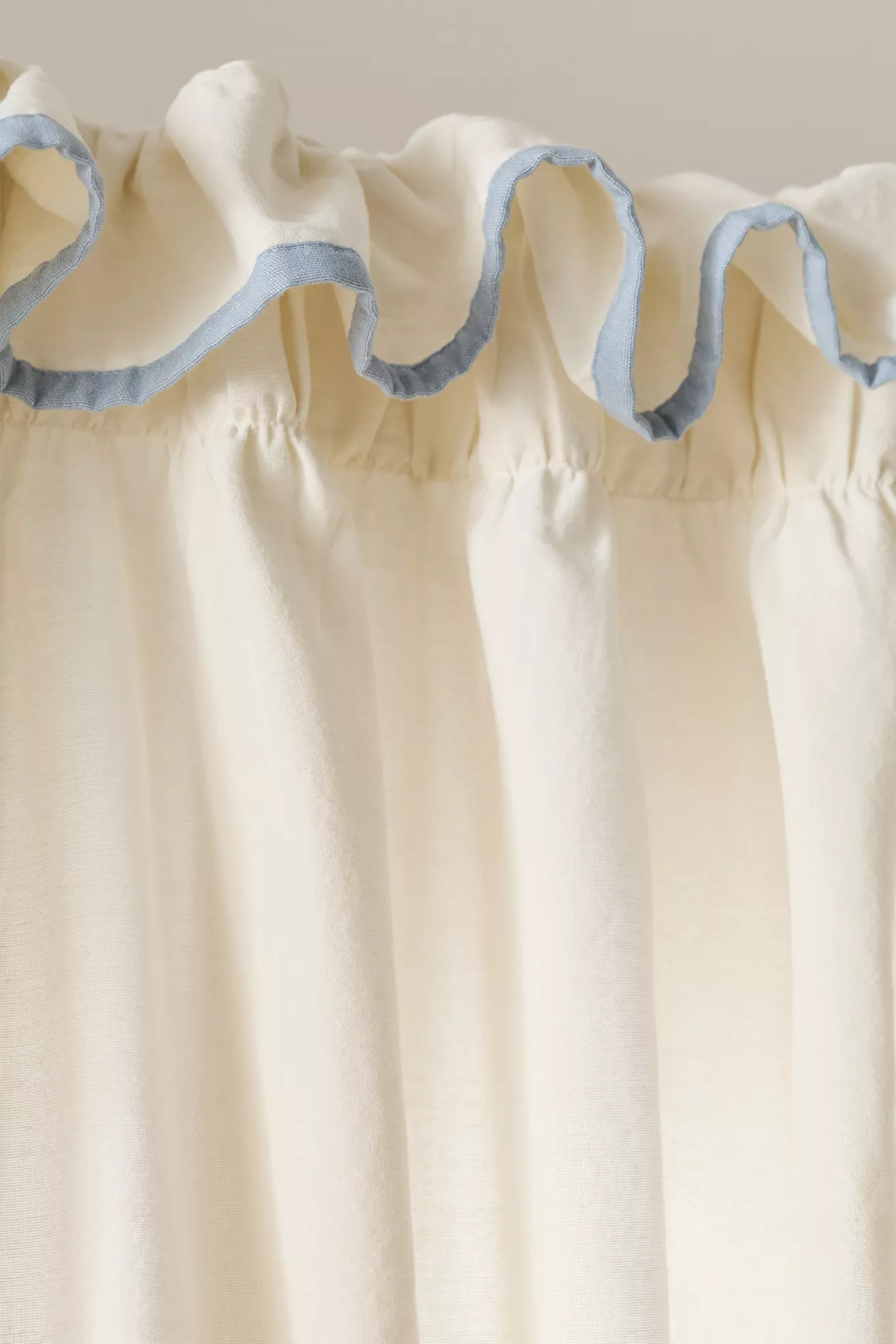 Ruffle Top Cotton Woven Curtain - thumbnail 2