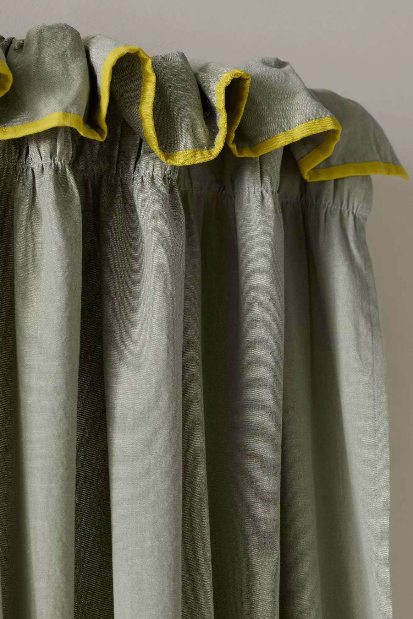 Ruffle Top Cotton Woven Curtain - thumbnail 6