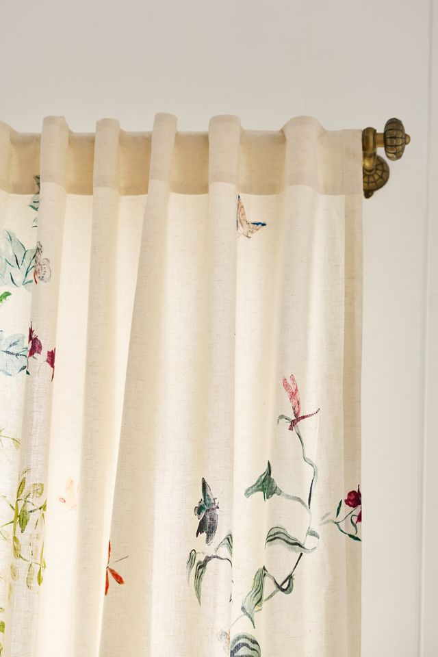 Lya Butterfly Cotton Linen Garden Printed Curtain #1