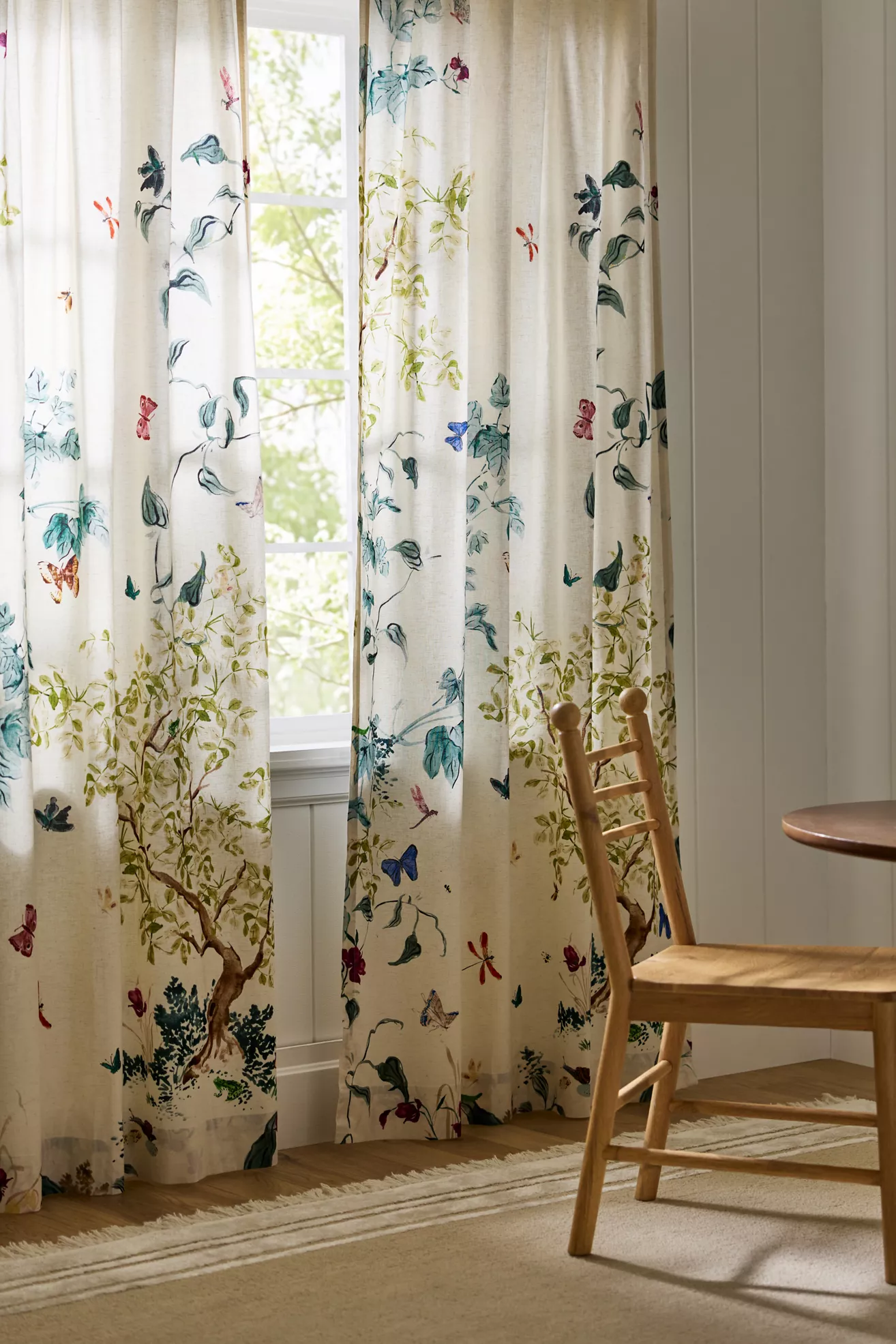Lya Butterfly Cotton Linen Garden Printed Curtain