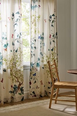 Lya Butterfly Cotton Linen Garden Printed Curtain