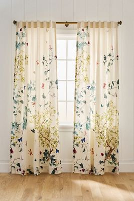 Lya Butterfly Cotton Linen Garden Printed Curtain