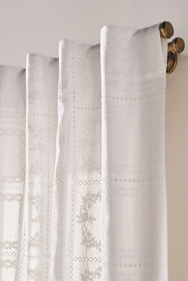 Cotton Eyelet Embroidered Sheer Curtain - Thumbnail 2