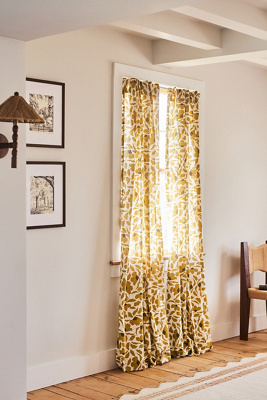 McKenzie Parrott Cotton Printed Floral Curtain | AnthroHome