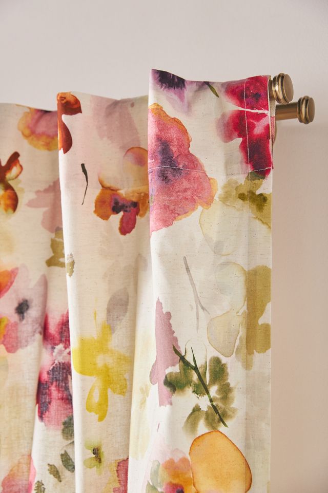 Idalia Printed Cotton Blend Watercolor Floral Curtain #1