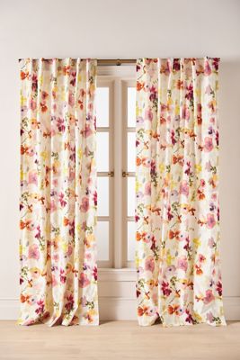 Idalia Printed Cotton Blend Watercolor Floral Curtain