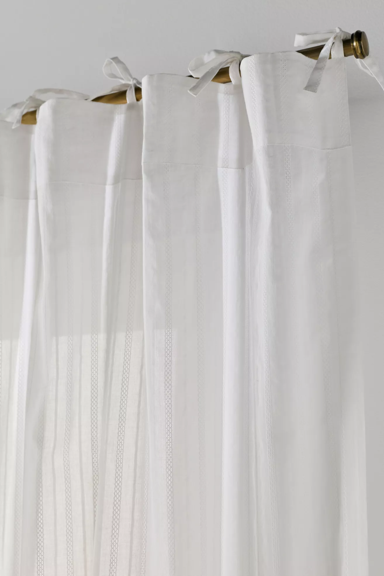 Cotton Dobby Striped Sheer Tie-Top Curtain - thumbnail 2