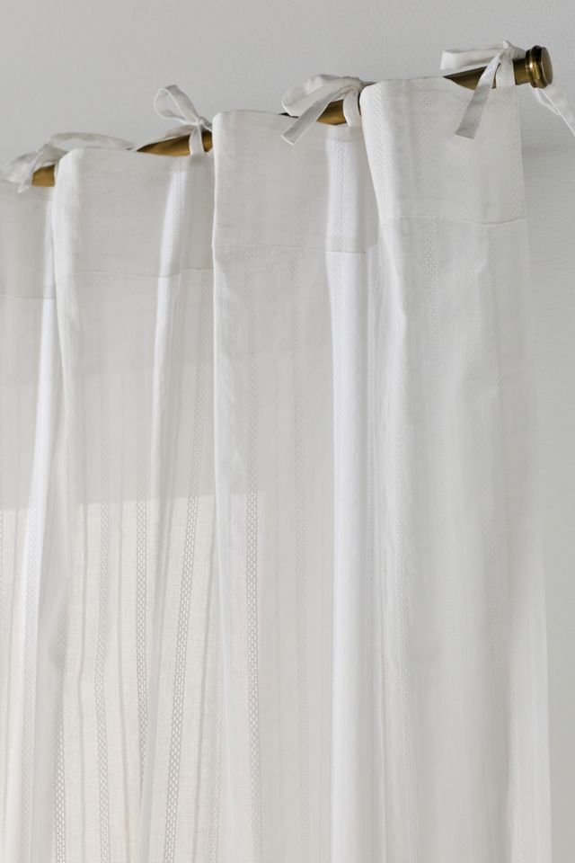 Cotton Dobby Striped Sheer Tie-Top Curtain #1