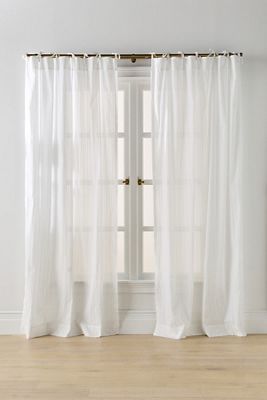Cotton Dobby Striped Sheer Tie-Top Curtain