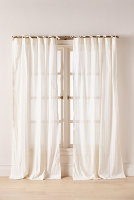 Cotton Dobby Striped Sheer Tie-Top Curtain product page