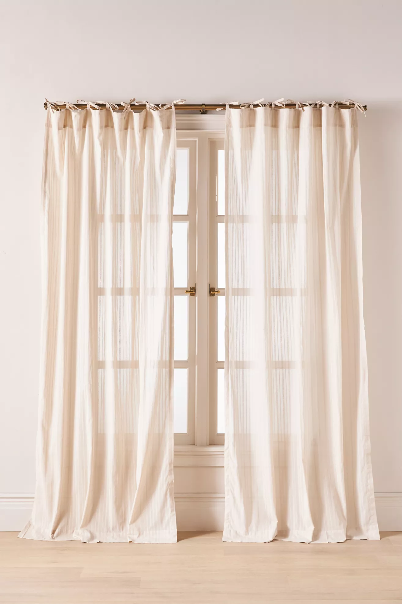 Cotton Dobby Striped Sheer Tie-Top Curtain - thumbnail 5