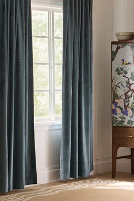 Washed Piped Velvet Curtain