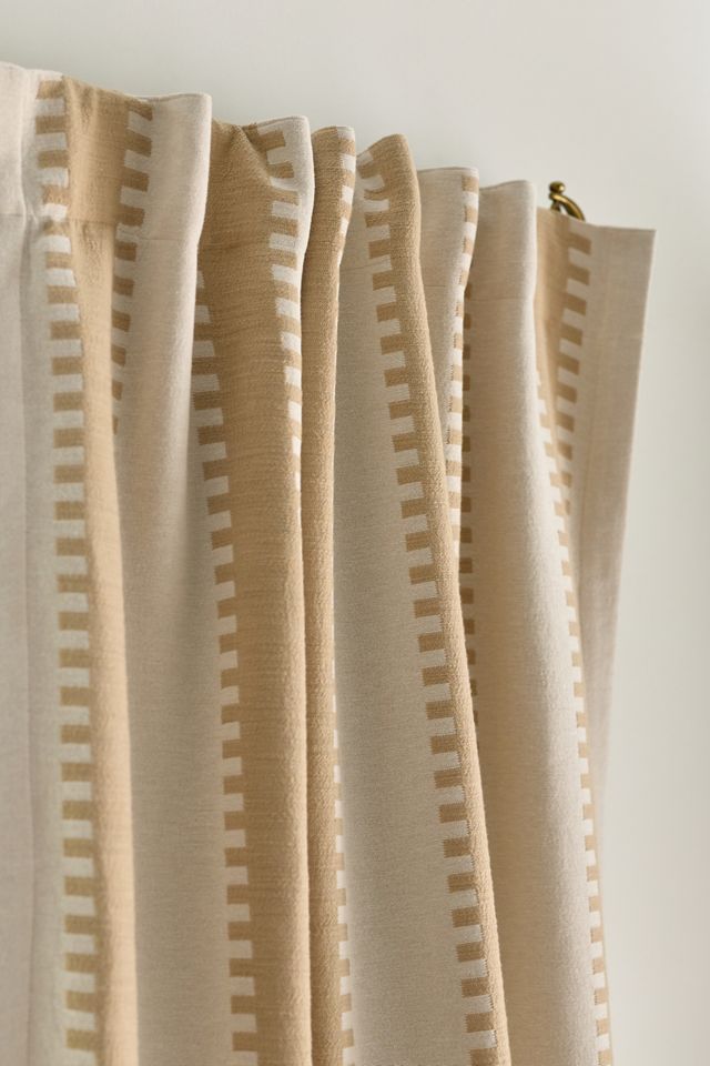 Cotton Jacquard Notched Stripe Blackout Curtain #1
