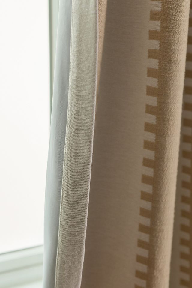 Cotton Jacquard Notched Stripe Blackout Curtain #2
