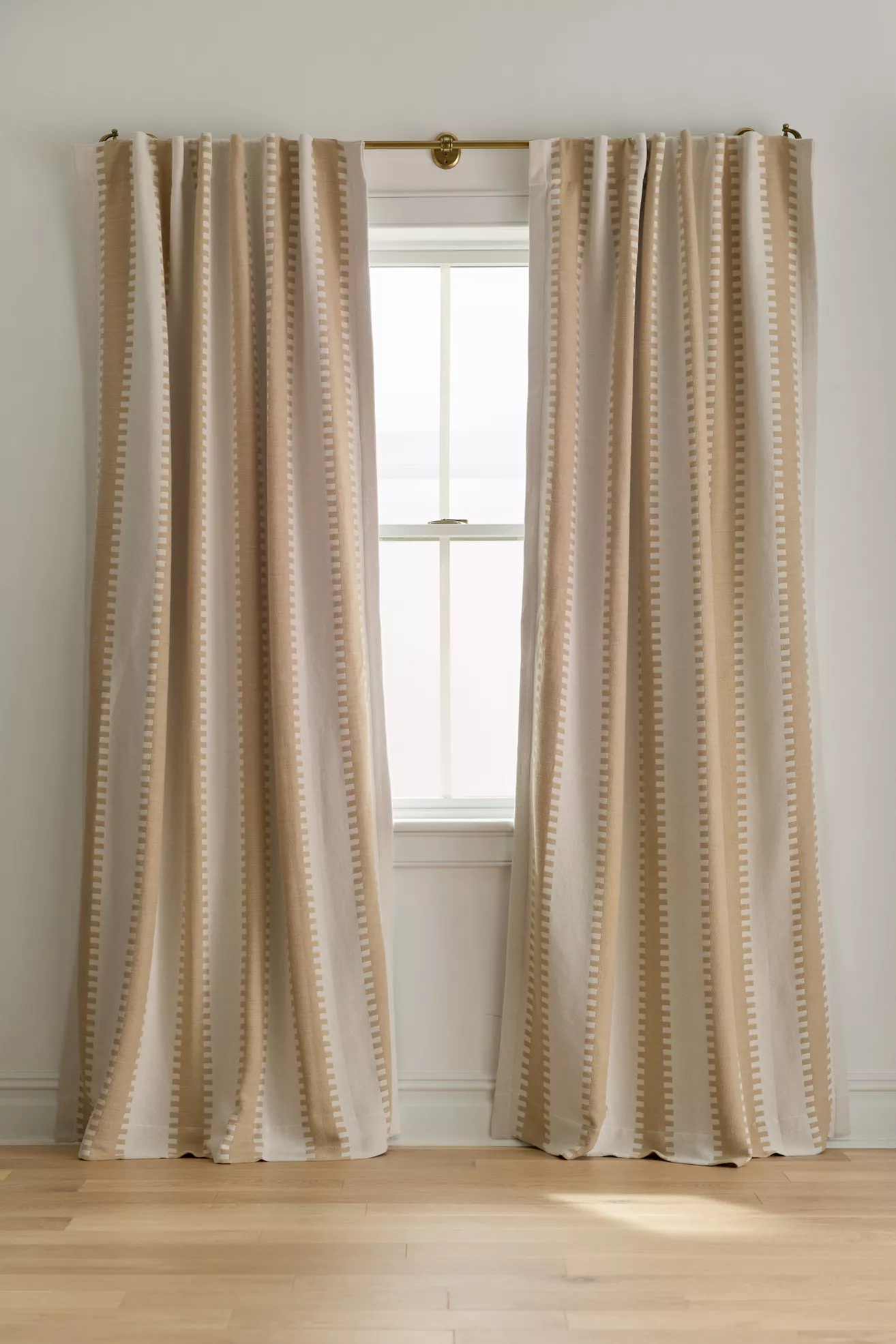 Cotton Jacquard Notched Stripe Blackout Curtain