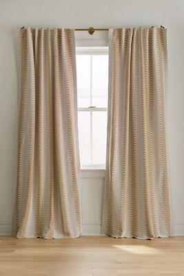 Cotton Jacquard Notched Stripe Blackout Curtain