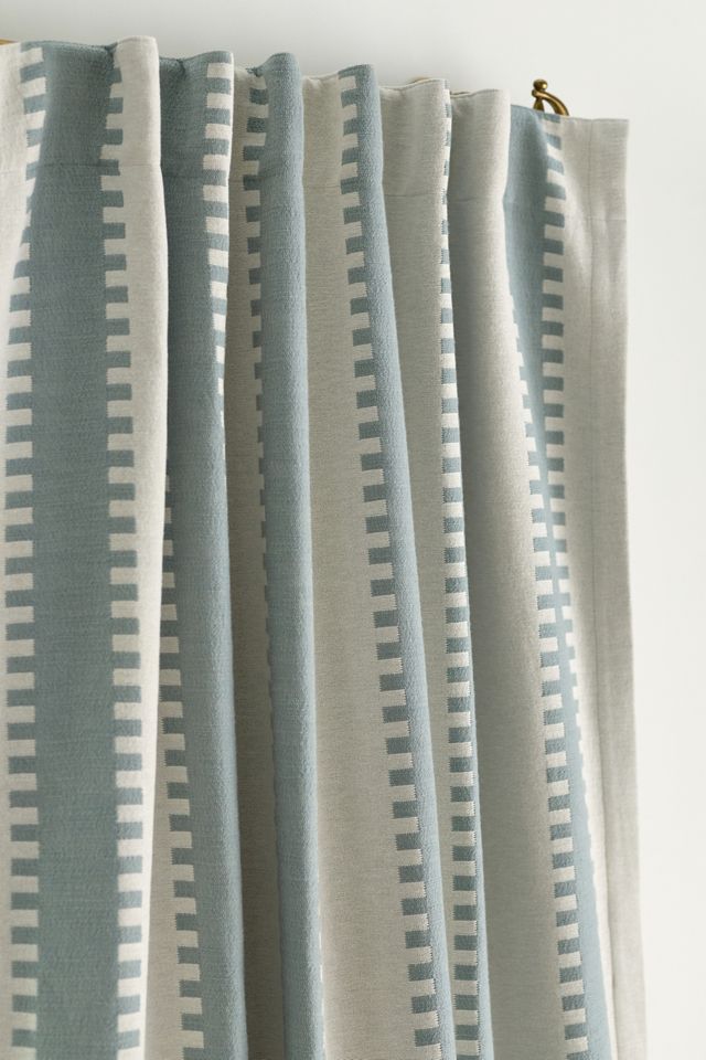 Cotton Jacquard Notched Stripe Blackout Curtain #1