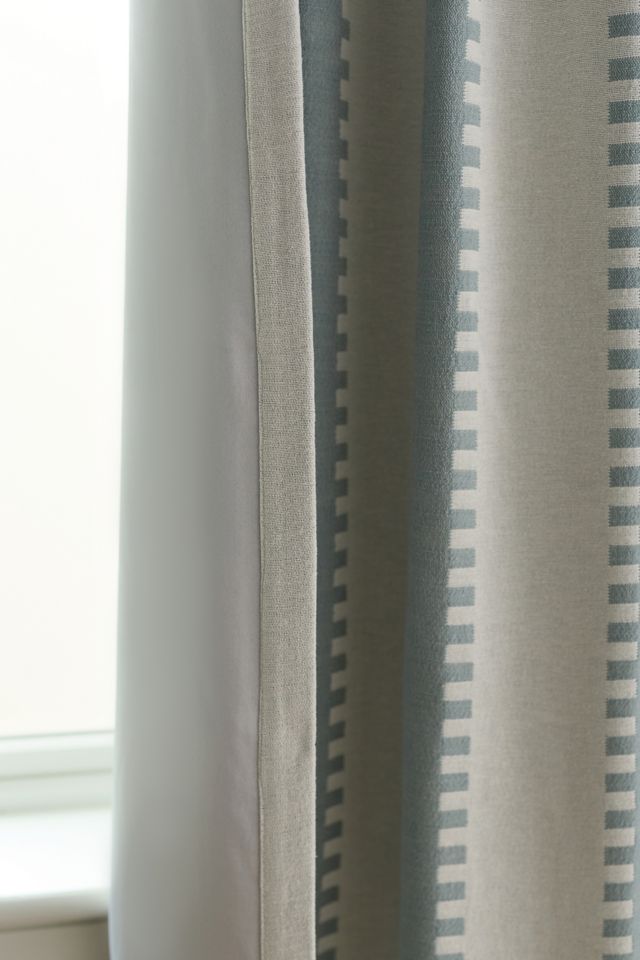 Cotton Jacquard Notched Stripe Blackout Curtain #2