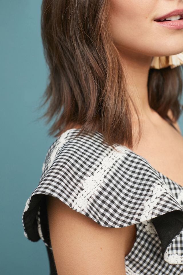 Embroidered Gingham Romper #1