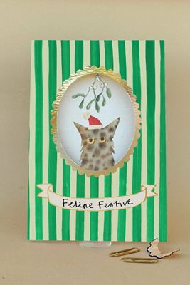 Biglietto di Natale Poet & Painter con Gatto Incorniciato