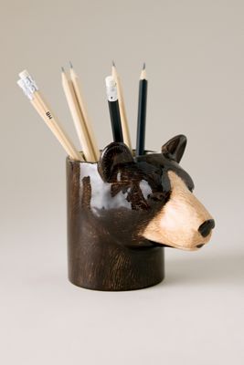 Quail Ceramics Schwarzbär Stiftehalter
