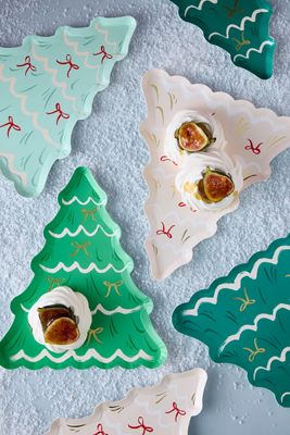 Assiettes en papier sapin de Noël avec nœuds Meri Meri