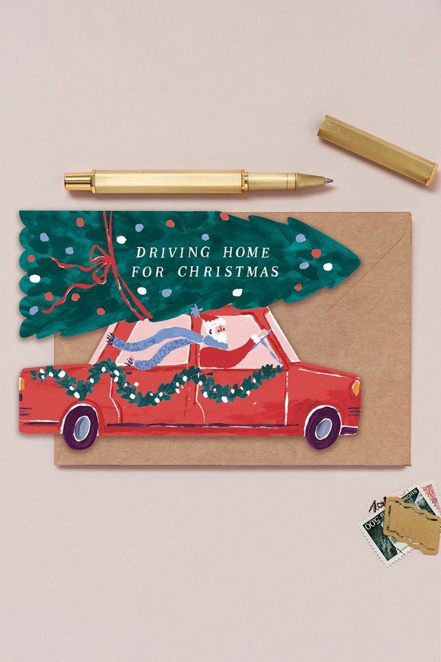 Tarjeta de Navidad Sister Paper Co. Conduciendo a Casa por Navidad #1