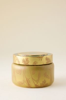 Capri Blue Woody Fir & Firewood Tin Candle