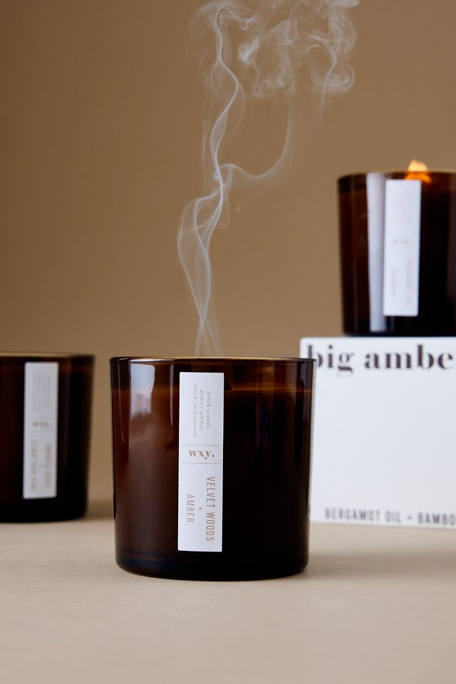 wxy. Grande Bougie en Verre Ambre Fumé & Pin de Sumatra #2