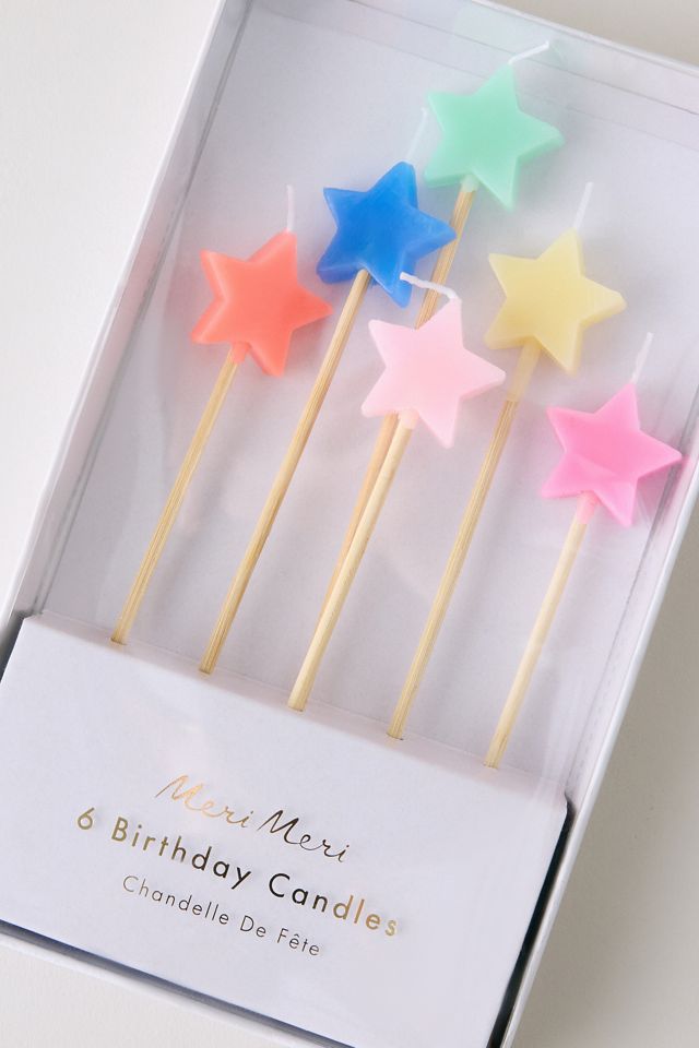 Bougies d'anniversaire étoiles mixtes Meri Meri, paquet de 6 #1