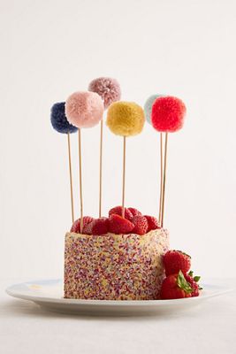 Meri Meri Decorazione per Torta con Pom Pom, Confezione da 6